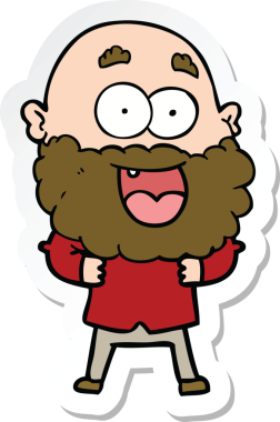 Bir insan tarafından çizilmiş sakallı çılgın mutlu bir adamın çıkartması.