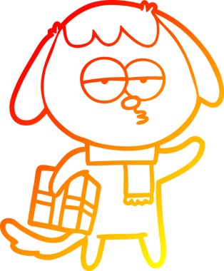 Bir insan tarafından çizilmiş ve canı sıkılan bir köpeğin sıcak çizgi çizimi.