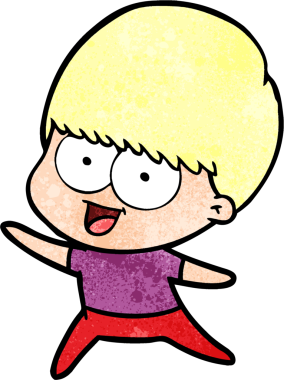 Bir insan tarafından çizilmiş mutlu çizgi film çocuğu.