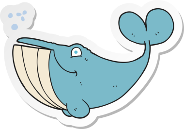 Bir insan tarafından çizilmiş bir balinanın çıkartması.