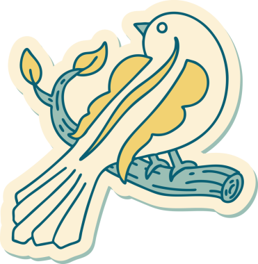 Bir insan tarafından çizilmiş bir dalda geleneksel bir dövme stili.