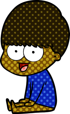 Bir insan tarafından çizilmiş mutlu çizgi film çocuğu.