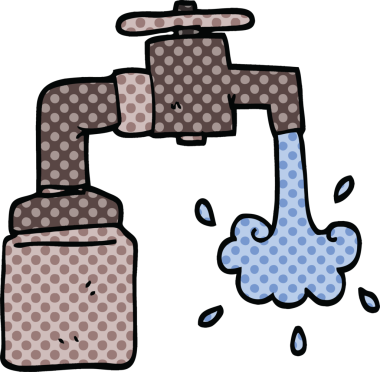 bir insan tarafından çizilmiş çizgi roman tarzı musluk