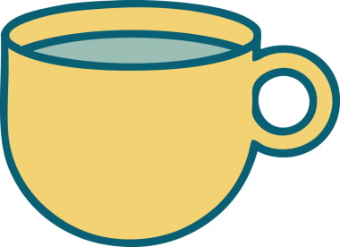 Bir insanın çizdiği kahve fincanının ikonik dövme şekli.