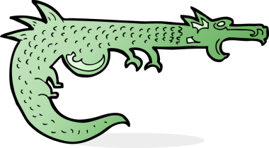 bir insan tarafından çizilmiş ortaçağ ejderhası.