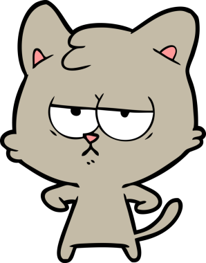 Bir insan tarafından çizilmiş sıkıcı çizgi film kedisi.