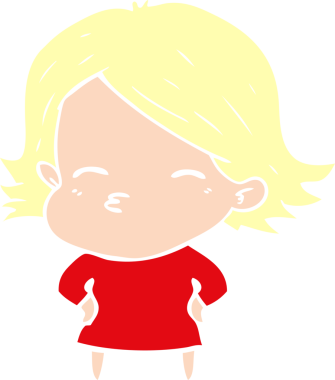 Bir insan tarafından çizilmiş düz renkli karikatür kadın