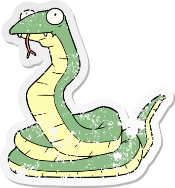 Bir insan tarafından çizilmiş çizgi film yılanının sıkıntılı çıkartması.