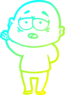 Bir insan tarafından çizilmiş, yorgun, kel bir adamın çizdiği soğuk çizgi.