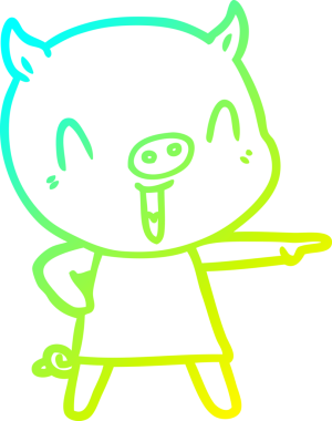 Bir insan tarafından çizilmiş mutlu bir domuz çizgi filmi çizimi.