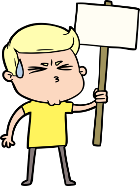 Bir insan tarafından çizilmiş terleyen çizgi film adamı.