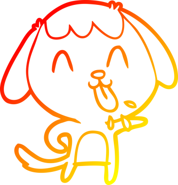 Bir insan tarafından çizilmiş sevimli bir köpeğin sıcak çizgi çizgisi.