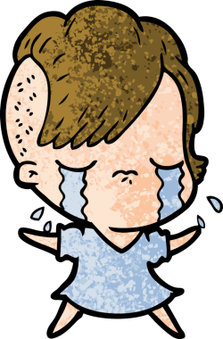 Bir insan tarafından çizilmiş ağlayan bir kız.