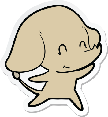 Bir insan tarafından çizilmiş şirin bir fil çıkartması.