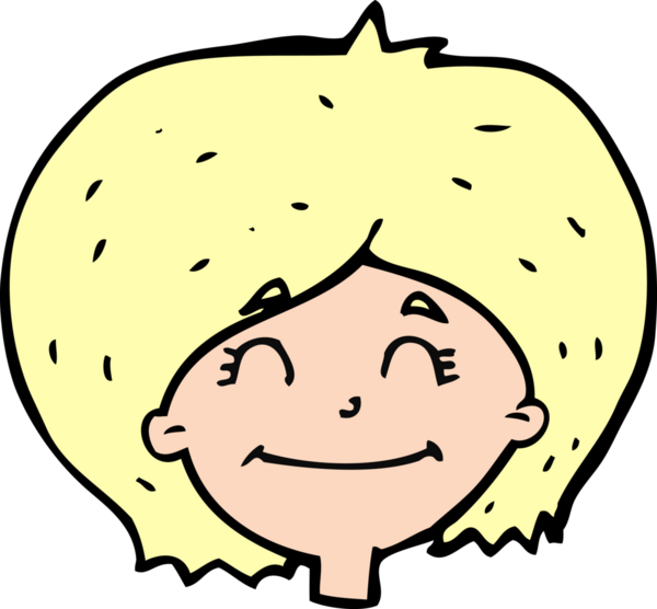 Bir insan tarafından çizilmiş mutlu kadın yüzü.