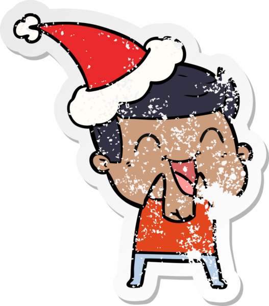 Bir insanın çizdiği Noel Baba şapkasıyla gülen bir adamın el yazısı.