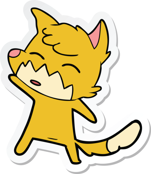 Bir insan tarafından çizilmiş bir tilkinin çıkartması.