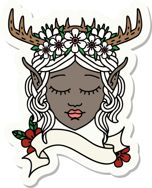 Bir insan tarafından çizilmiş bir Elf Druid karakterinin çıkartması.