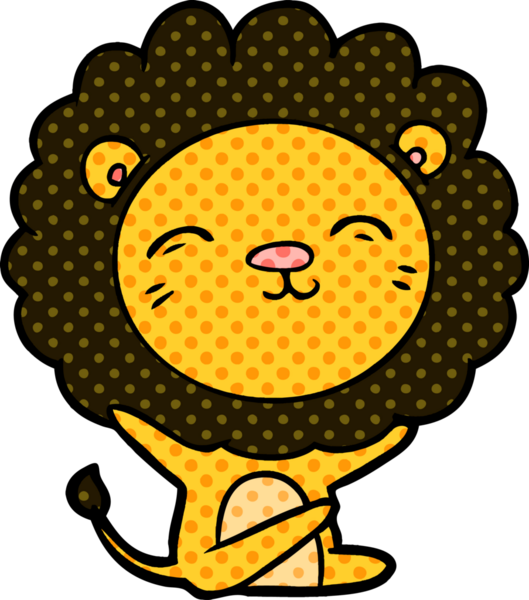 Bir insan tarafından çizilmiş çizgi film aslanı.