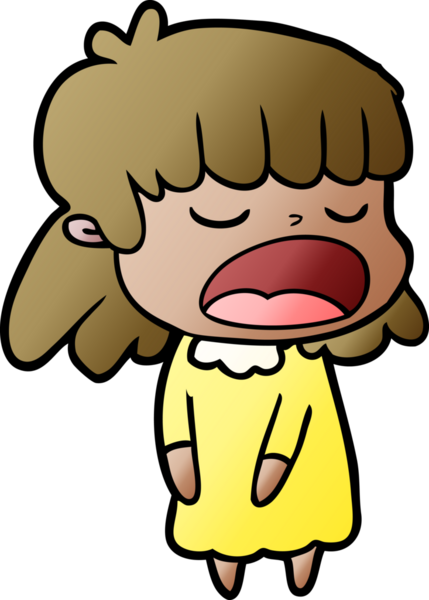 Çizgi filmdeki kadın bir insan tarafından yüksek sesle çizilmiş.