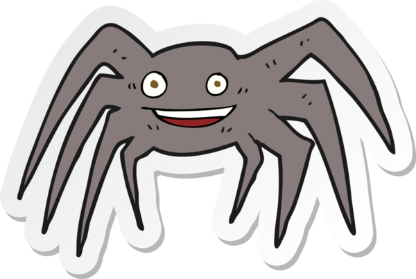 Bir insan tarafından çizilmiş mutlu örümceğin çıkartması.