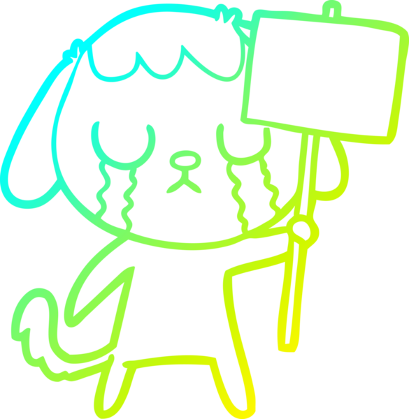 Bir insan tarafından çizilmiş şirin bir çizgi köpeğin soğuk gradyan çizgisi.