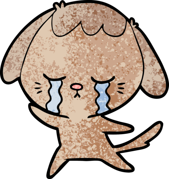 Bir insan tarafından çizilmiş ağlayan bir köpek.