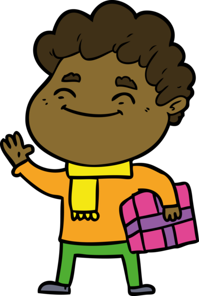 Bir insan tarafından çizilmiş çizgi film dostu bir adam.