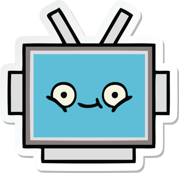 Bir insan tarafından çizilmiş şirin bir robot kafasının çıkartması.