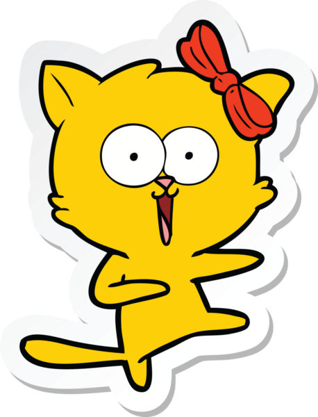 Bir insan tarafından çizilmiş çizgi film kedisinin çıkartması.