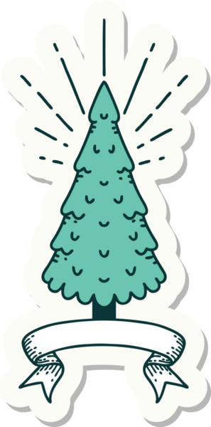 Bir insan tarafından çizilmiş çam ağacının dövme stili çıkartması.