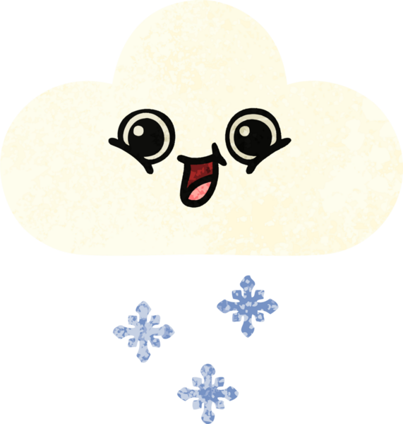 Bir insan tarafından çizilmiş bir kar bulutunun retro çizim tarzı karikatürü