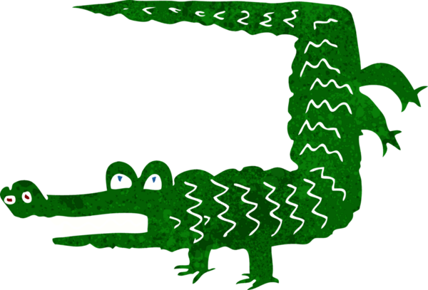 Bir insan tarafından çizilmiş timsah çizgi filmi.