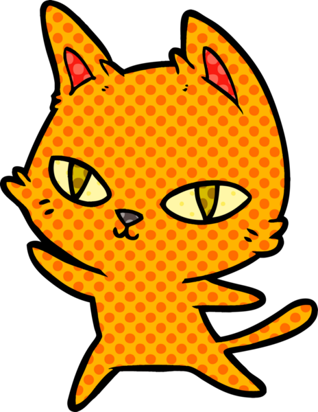 Bir insan tarafından çizilmiş çizgi film kedisi.