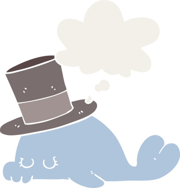 Bir insan tarafından çizilmiş düşünce baloncuğu olan sevimli çizgi film yunusu.