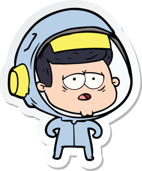 Bir insan tarafından çizilmiş yorgun bir astronotun çıkartması.