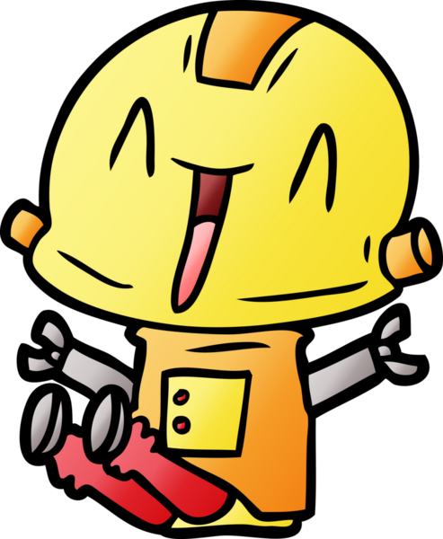 Bir insan tarafından çizilmiş çizgi film robotu