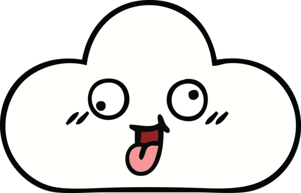 Bir insan tarafından çizilmiş sevimli bir bulut karikatürü.