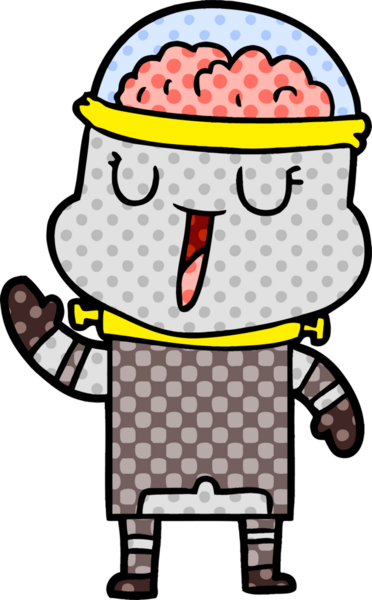 Bir insan tarafından çizilmiş mutlu robot çizimi.