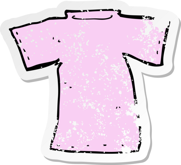 Bir insan tarafından çizilmiş bir karikatür tişörtünün gerilimli çıkartması.