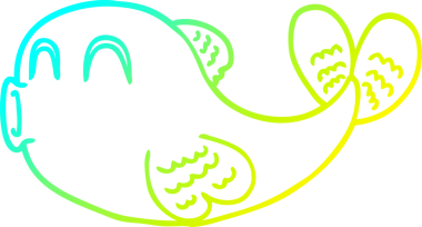 Bir insan tarafından çizilmiş bir karikatür balığının soğuk gradyan çizimi