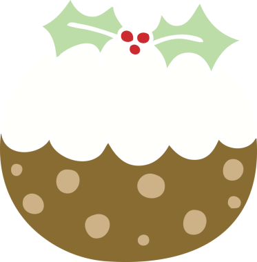 Bir insan tarafından çizilmiş garip bir karikatür Noel pudingi.