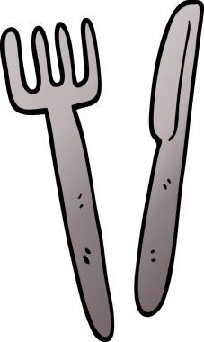 Bir insan tarafından çizilmiş karikatür bıçağı ve çatal.