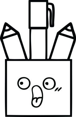 Bir insan tarafından çizilmiş kalem kabının çizgi çizimi