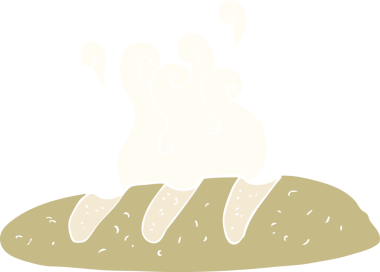 Bir insan tarafından çizilmiş bir somun ekmeğin düz renk çizimi