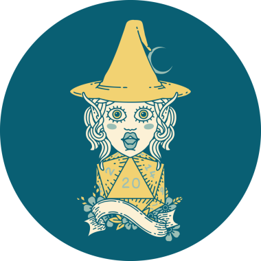 Retro Dövme Biçimli elf karakteri Bir insan tarafından çizilmiş doğal yirmi zar atışıyla