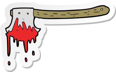 Bir insan tarafından çizilmiş kanlı balta çıkartması.