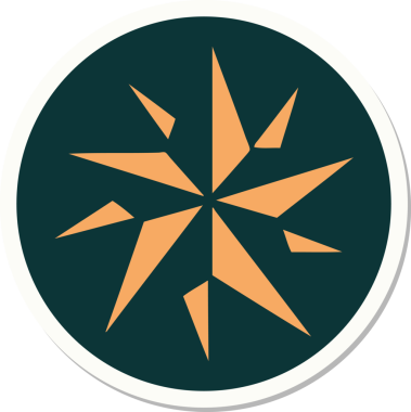 Bir insan tarafından çizilmiş geleneksel bir yıldız stiliyle dövme çıkartması.