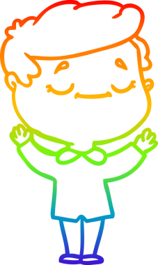 Gökkuşağının gradyan çizimi bir insan tarafından çizilmiş barışçıl bir adamın çizimi.