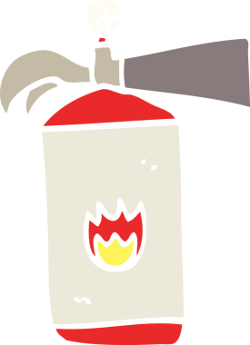 Bir insan tarafından çizilmiş düz renk çizim çizgi film yangın söndürücüsü